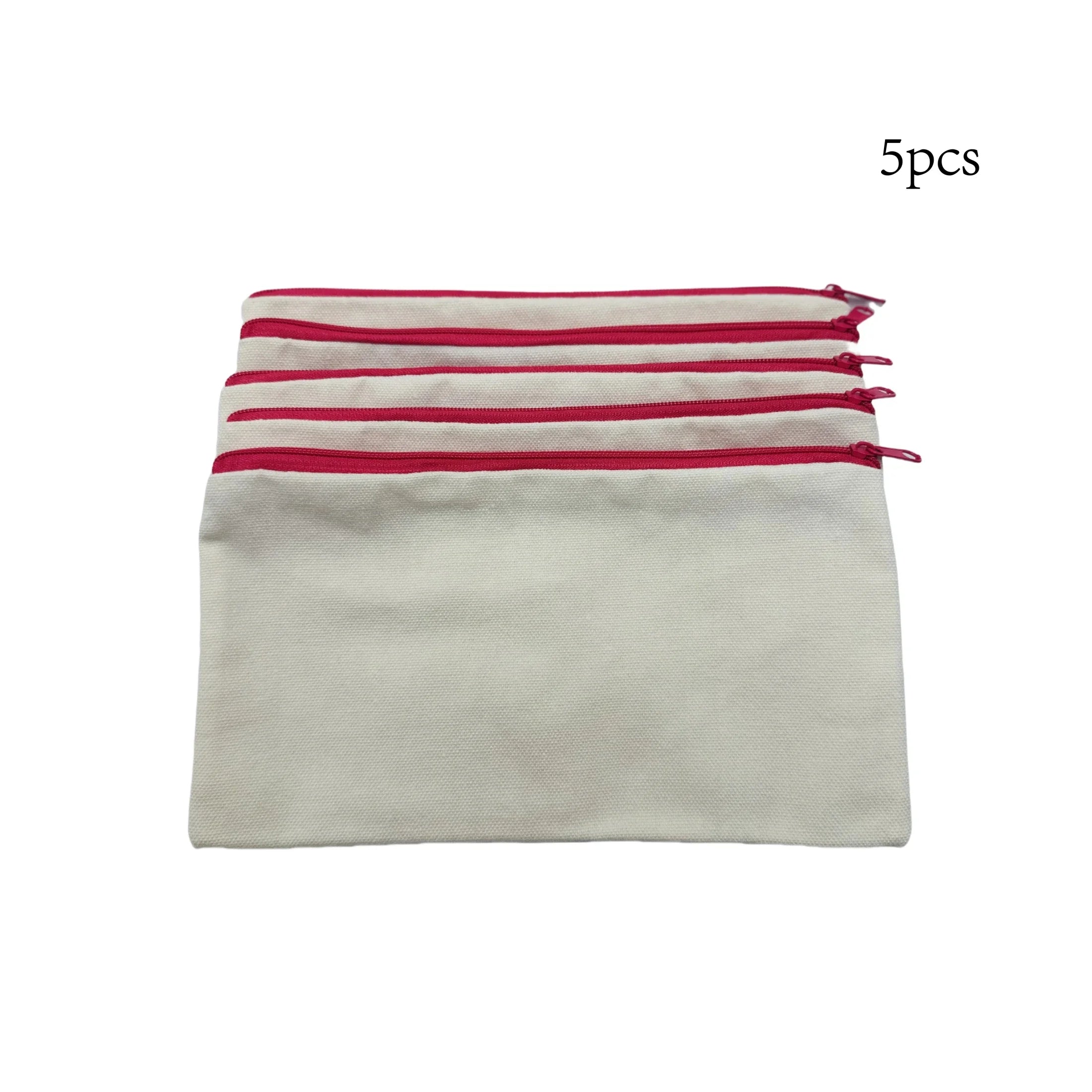 5pcs Blank Canvas Zipper Pouch Bulk, Makeup Bag Pencil Case For Cosmetic & DIY Crafts, Independence Day