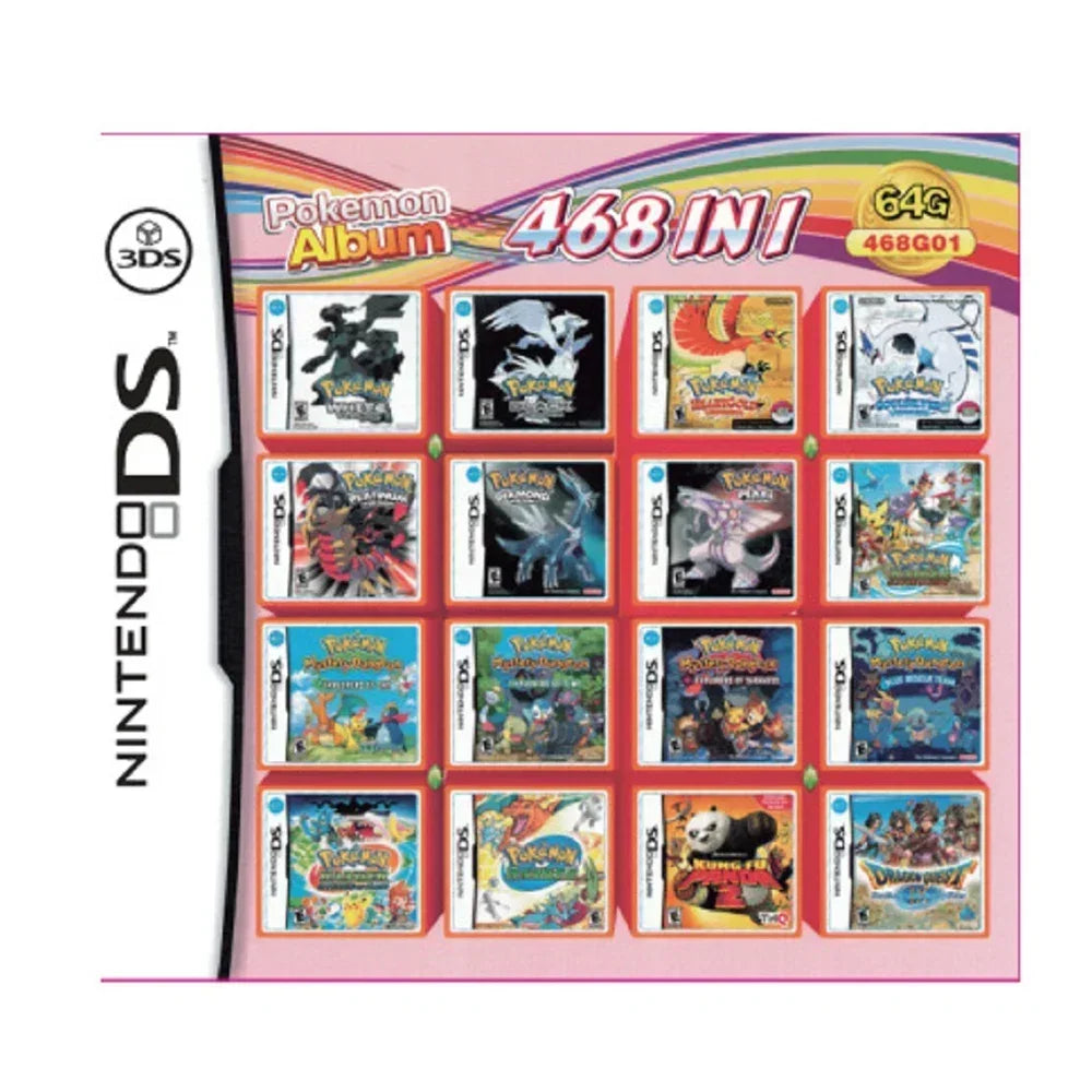 Pokemon DS NDS 3DS Game Card Simplex 486/489/500/520/5208/510/482/468 In1 Video Games Cartridge For NDS NDSL NDSi 3DS 2DS
