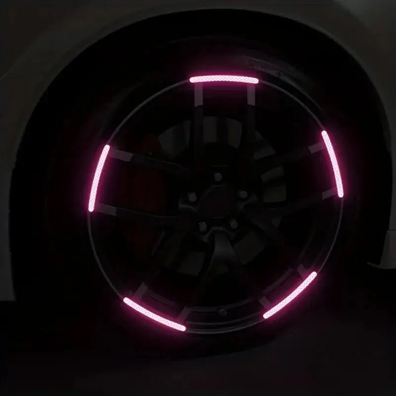 20pcs Car tires, wheel hubs, reflective stickers, colored glowing, colored pink stickers, car decorations