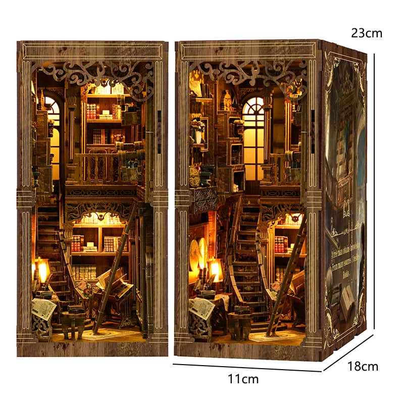 DIY Wooden Book Nook Insert Kit Doll Houses Building Toys Bookends Bookshelf Decor DollHouses Toys For Kids Xmas Gifts
