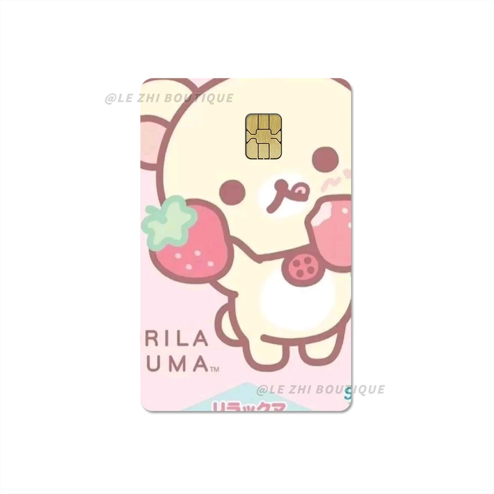 Japan Anime Cute Cartoon Bear Credit Debit Card Sticker Kawaii Bus Pass Diy Waterproof Small Chip Film Sticker Decoration