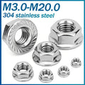 50 Pieces M3 M4 M5 M6 M8 M10 M12 M16 M20 304 Stainless steel Hexagon Hex Head Serrated Spinlock Lock Flange Nuts DIN6923