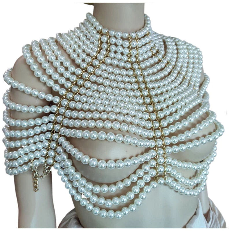 Punk Pearl Women's Tank Top Gothic Blouse Oversized Bubble Beads Handwoven Shawl Accessories Festival Crop Top Wholesale OEM
