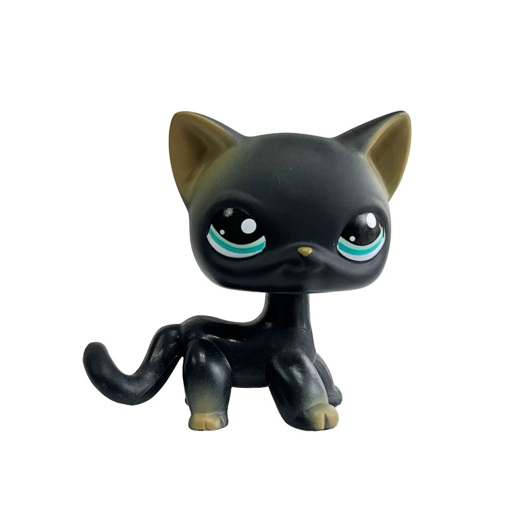 Rare pet Bobble head toy Stands Short Hair Kitten with Mouse and necklace Old Animal Collection toy lps