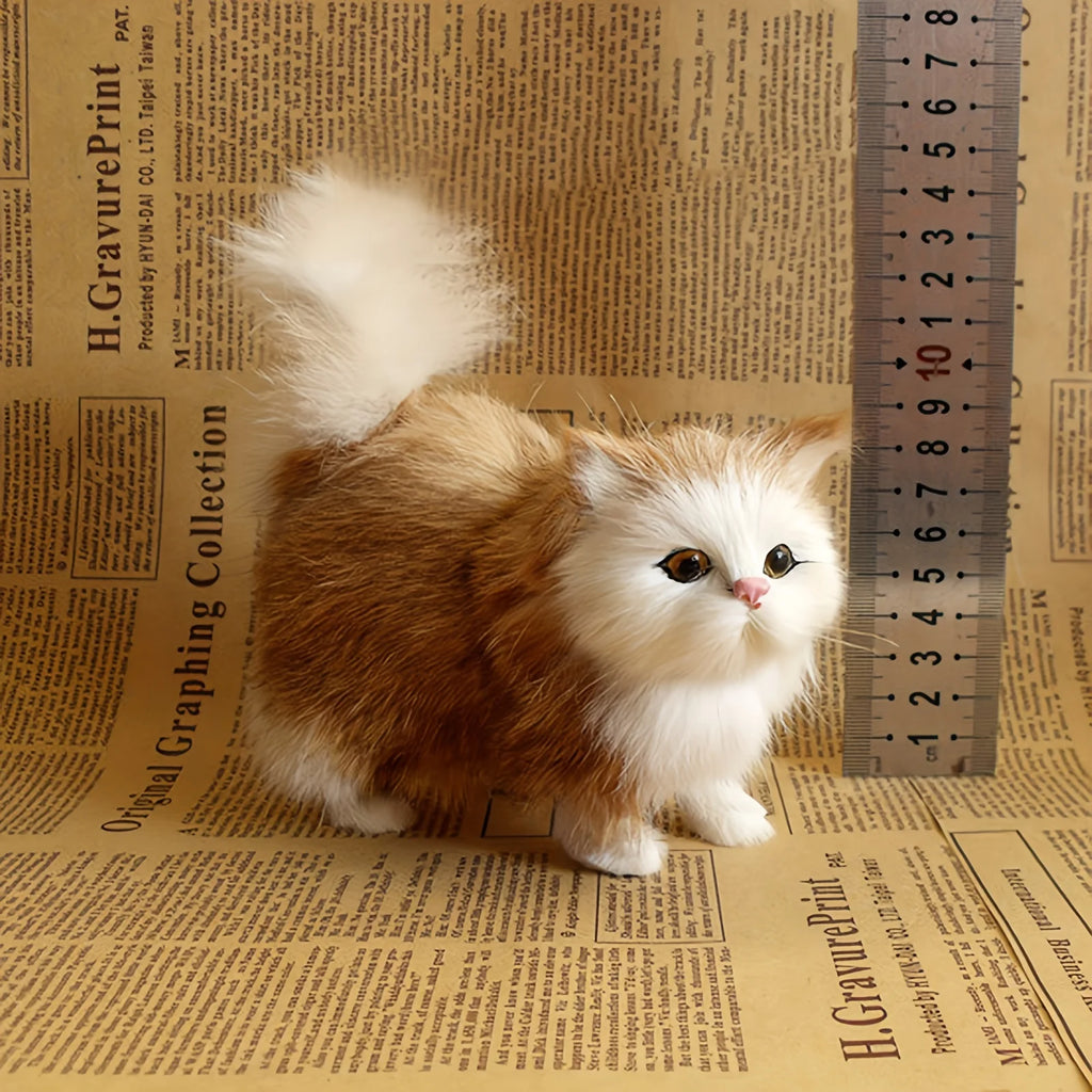 Simulation Cat Plush Toys Soft Stuffed Kitten Model Fake Cats Realist Animals for Kids Girls Birthday Valentine's Day Gift