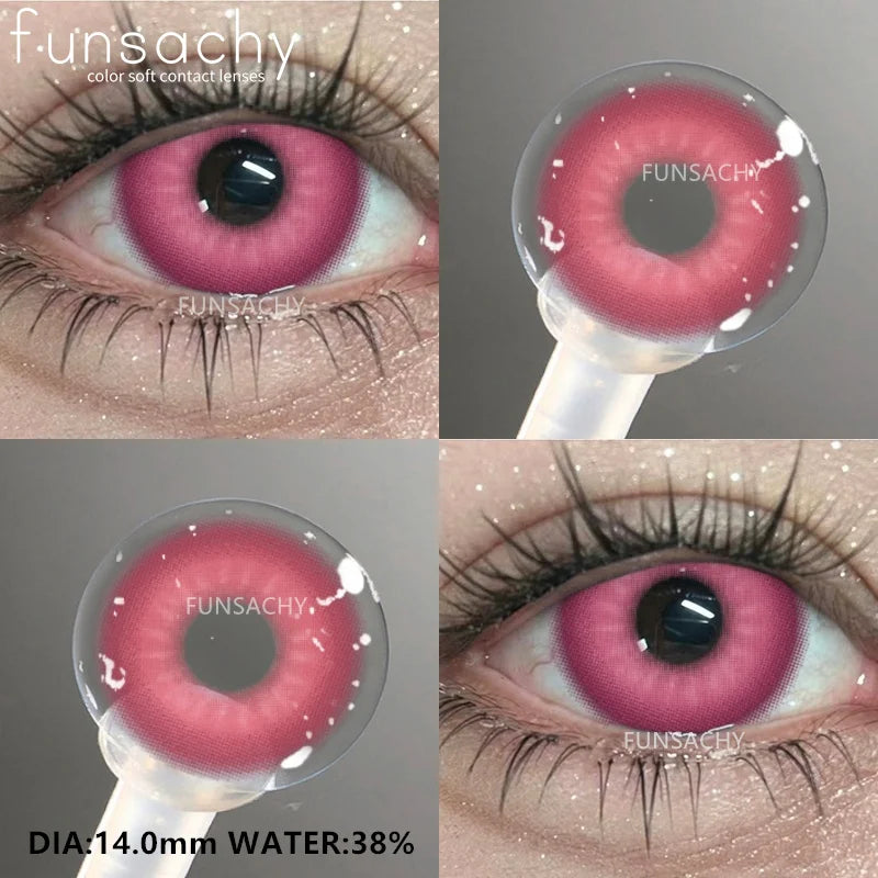 FUNSACHY 1Pair Colorful Cosplay Contact Lenses for Eyes Colored Fashion Pink Contacts Lens Green Cosmetic Pupil Yearly Red Lens