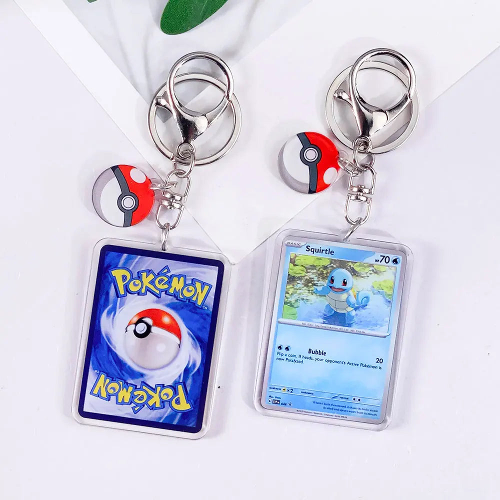 Pokémon Card Cute Acrylic Car Keychain Accessories Pikachu Charizard Gengar EeveeBag Charm Backpack Pendant Gifts For Friends
