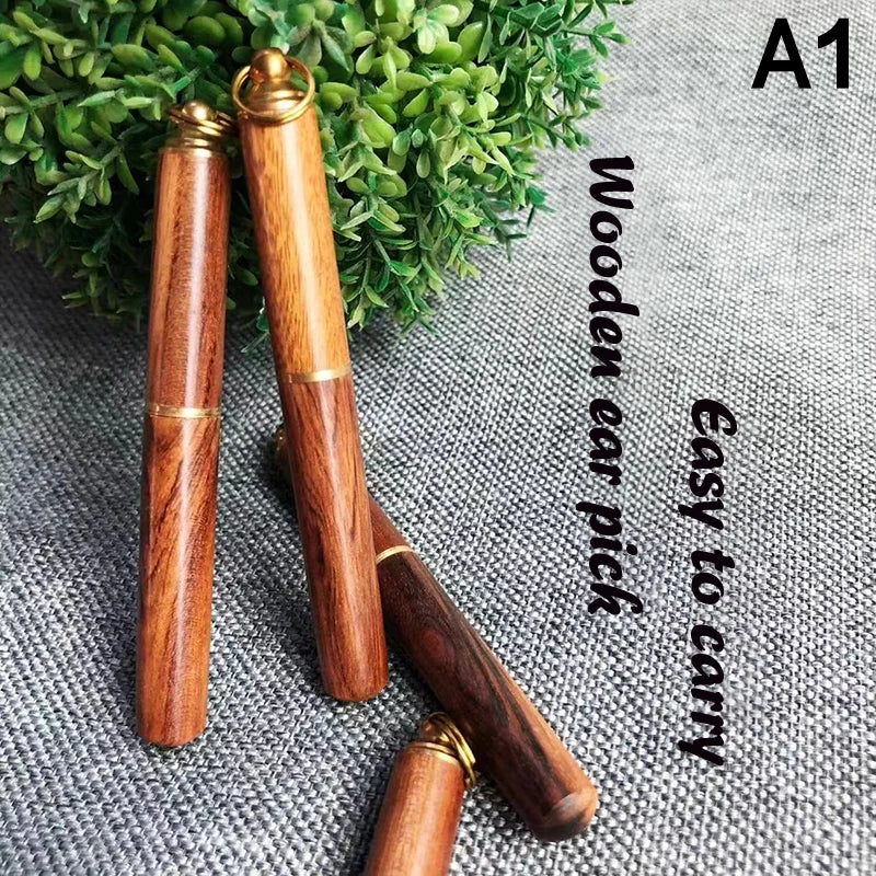 Portable Solid Wood Mini Ear Cleaner Keychains Ear Wax Removal Tool Nettoyage Oreille Earpick Ear Spoon Attached Key Ring