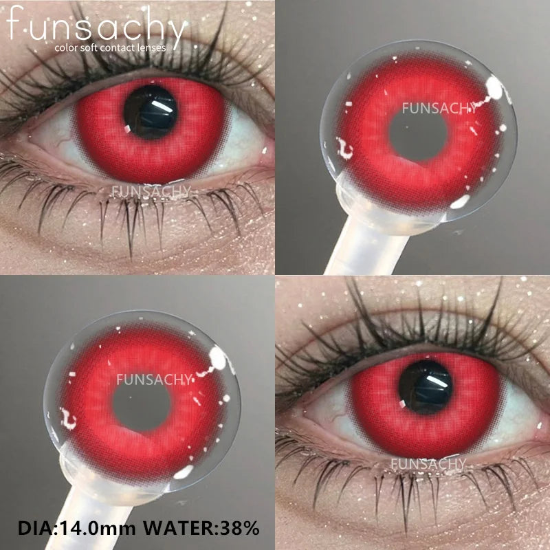 FUNSACHY 1Pair Colorful Cosplay Contact Lenses for Eyes Colored Fashion Pink Contacts Lens Green Cosmetic Pupil Yearly Red Lens