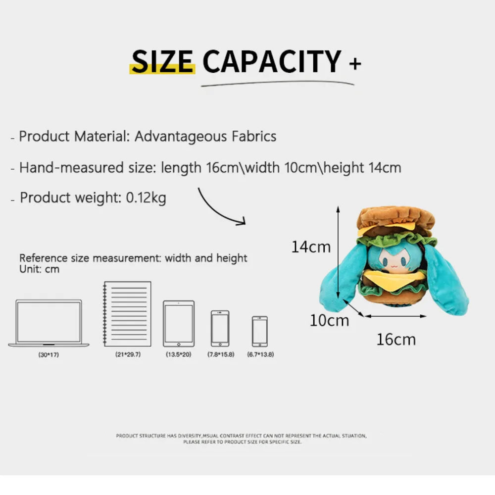 Hatsune Miku Kawaii Q Version Figure Doll Cute Hamburg Doll Clothes Anime Peripheral Bag Pendant Toy Soft Ornament Toys Gifts