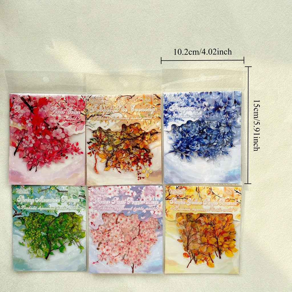 Journamm 20pcs Branches DIY Journal Material PET Stickers Scrapbooking Arts and Crafts Projects Decor Photo Album Collage