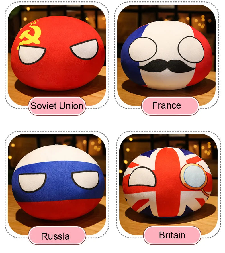 Wholesale Hot 10/30/40cm Polandball Country Ball Toy Plush Pendant Doll Countryball Ussr Usa France Russia Uk Japan Germanyitaly