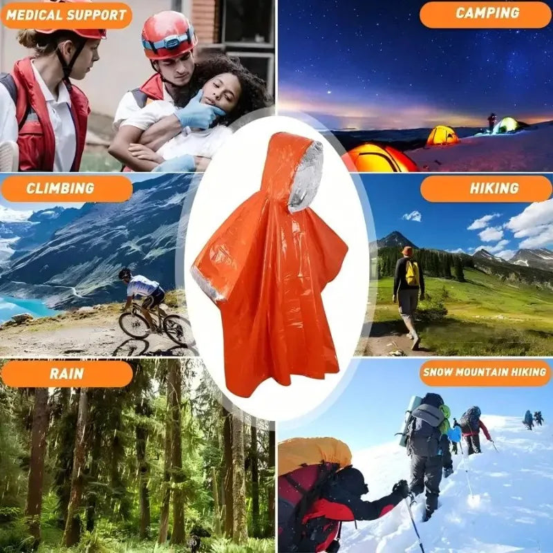 Outdoor Emergency Insulation Raincoat Multifunctional First Aid Raincoat Life Blanket Rainproof and Cold Resistant Dual-purpose