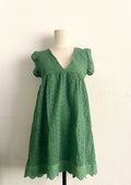 New summer women's fashionable temperament, casual and sexy commuting solid color lace jacquard hollow V-neck dress