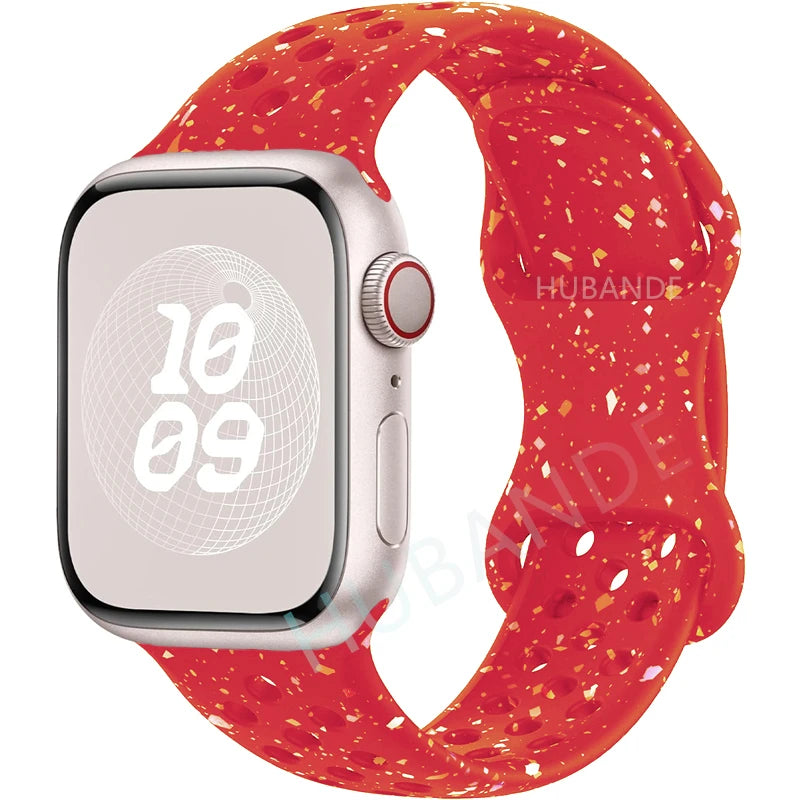 Original Sport Strap for Apple Watch Band 46mm 49mm 45mm 44mm 38 42mm Colored Particles Rubber Band IWatch Ultra 10 9 8 7 6 5 SE