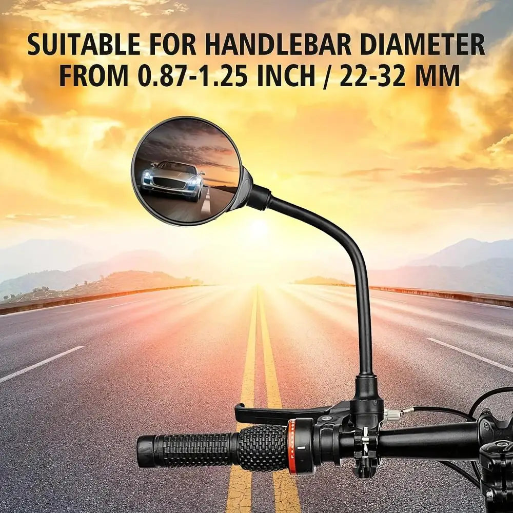 DOMEN Bicycle Rearview Handlebar Mirrors 360 Rotatable for Bike Motorcycle Bendable Hose Adjustable Wide Angle Rear View Mirror