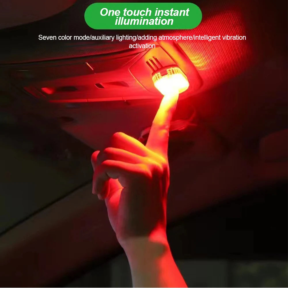 1 pc Multi Color Car Light Wireless LED Touch Light Roof Light Sensor Read Lamp Mini USB Charging Light Car Interior Accsesories