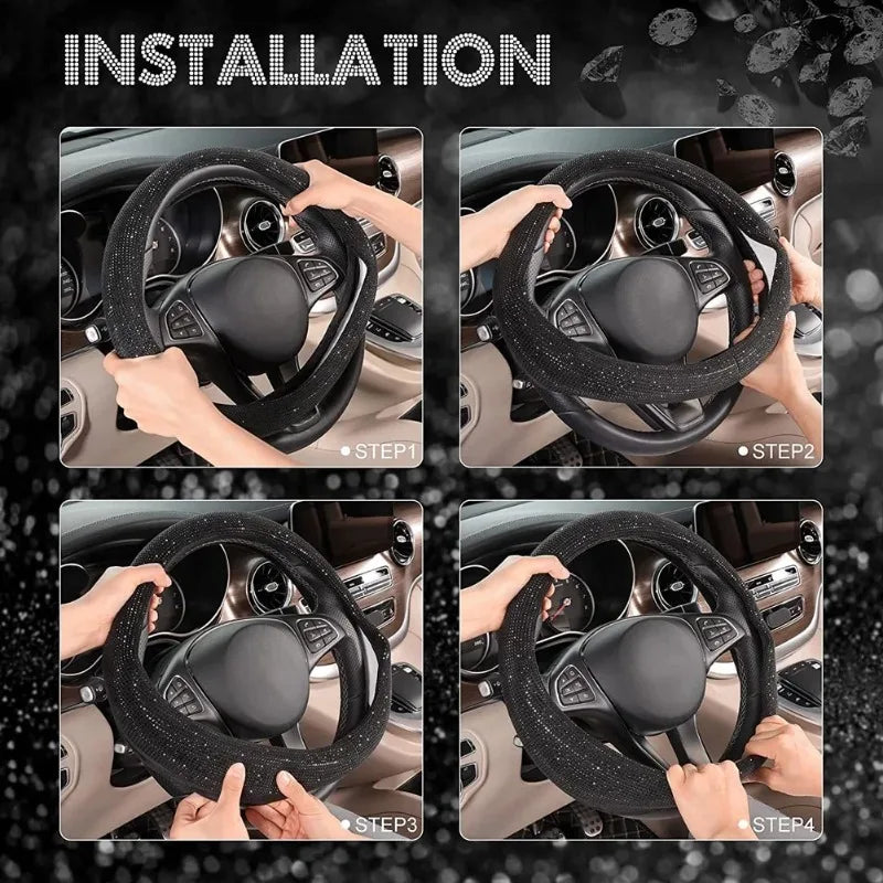 Universal Car Steering Wheel Cover Protector Anti-Slip Universal Size Fit 15inch /38cm Diameter Fashionable Car Accessories