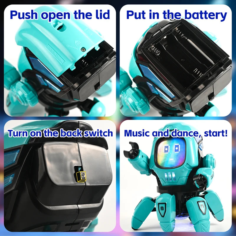 Kids Dance Robots Music LED 6 Claws Octopus Robot Birthday Gift Toys For Children Early Education Baby Toy Boys Girls