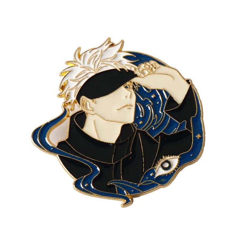 Jujutsus Kaisens,Brooch, Keychain Cartoon Figure Gojo Satorus Enamel Lapel Pins Cute Cosplay Props Jewelry Gift for Friends