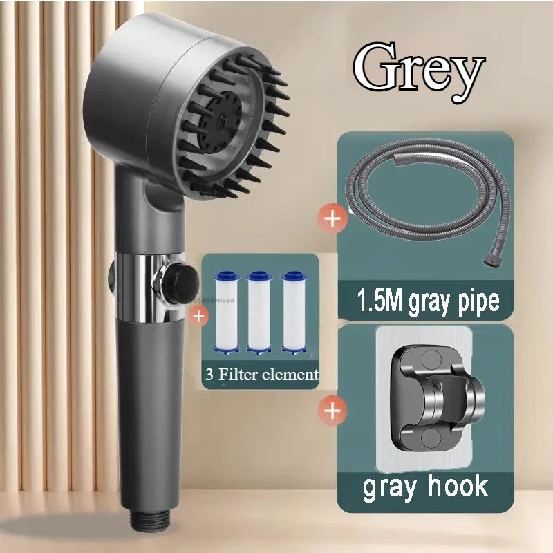 Shower Head with Filter High Pressure Shower Knobs Showers Head One-Key Stop Water Massage Shower System Bathroom Accessories