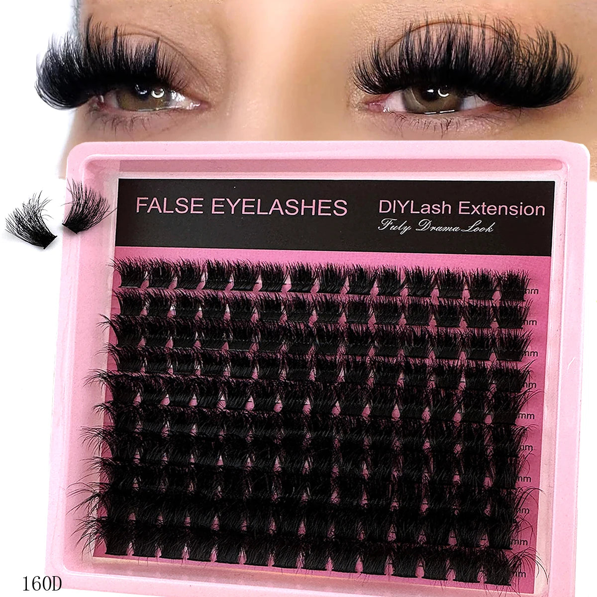 50D-160D 8D Luxury Fluffy DIY Cluster Lashes - 8-16mm Mixed Length Eyelash Extension 0.07mm Russian D Curl Thick And Reusable