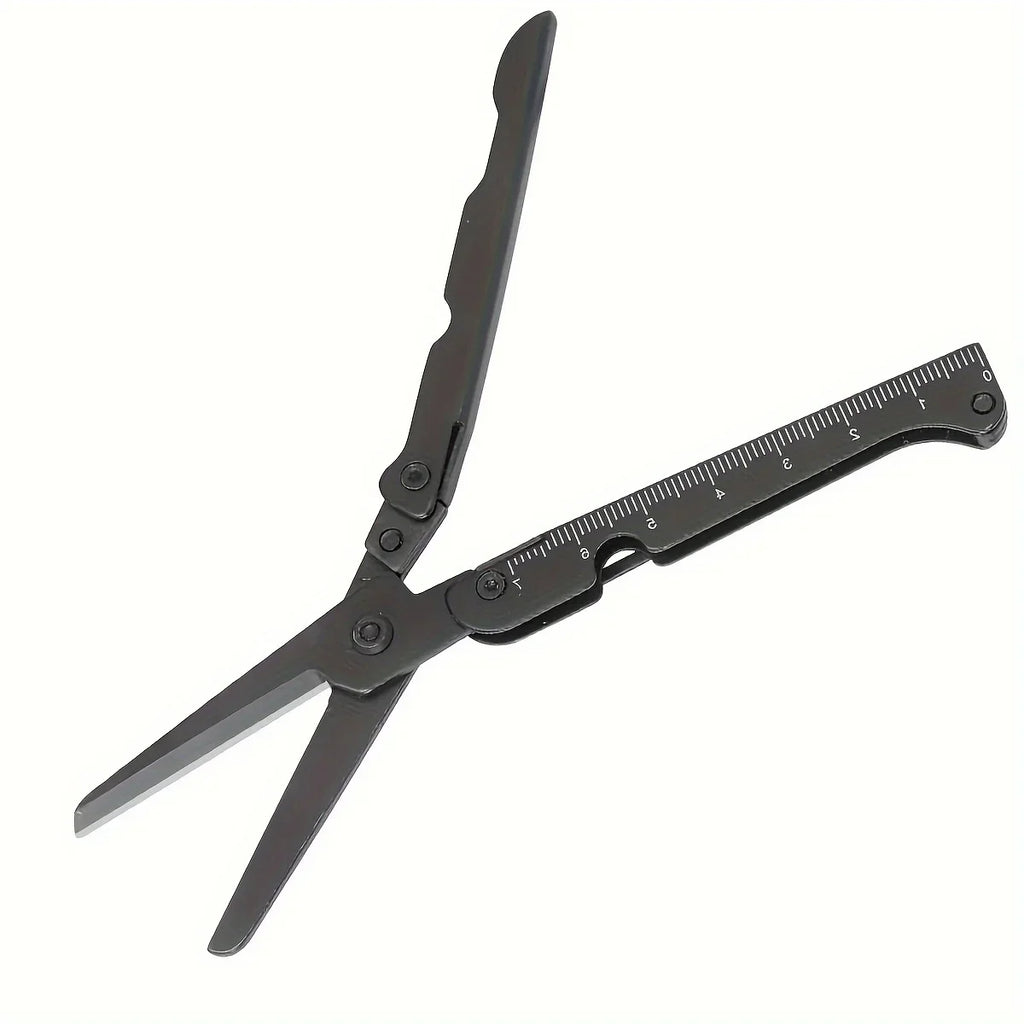 Portable Multifunctional Folding Scissors, Stainless Steel Outdoor Survival Tool for Camping Fishing Hunting