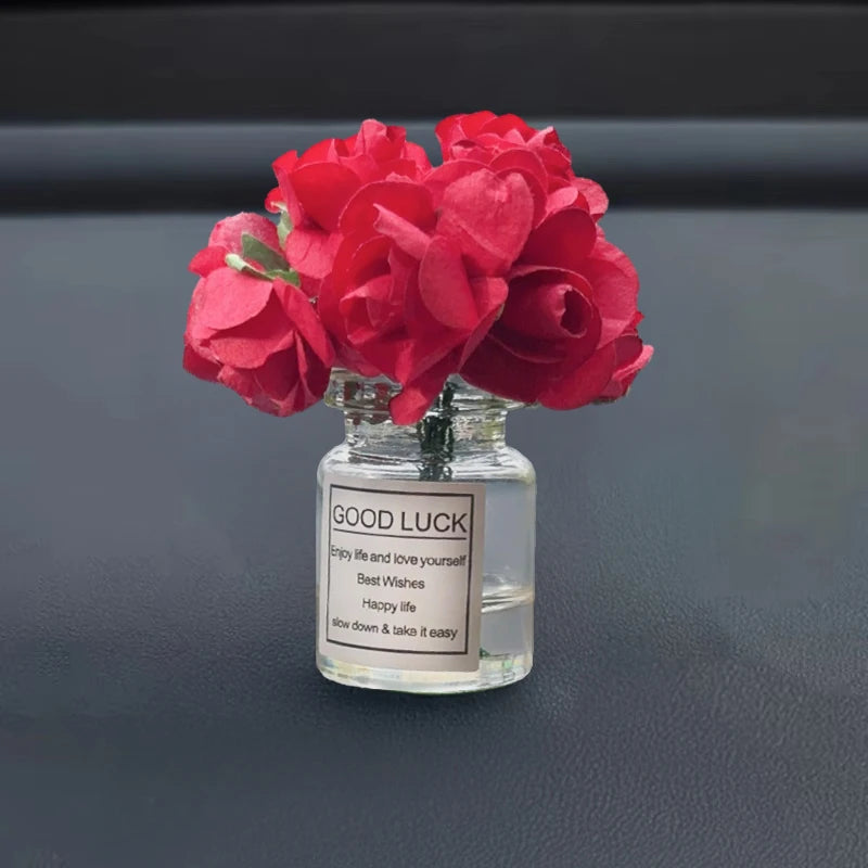 Delicate Miniature Potted Flowers Assorted Colors Car Dashboard Greenery Decor Tabletop Figurines for DIY Crafts Home Ornament