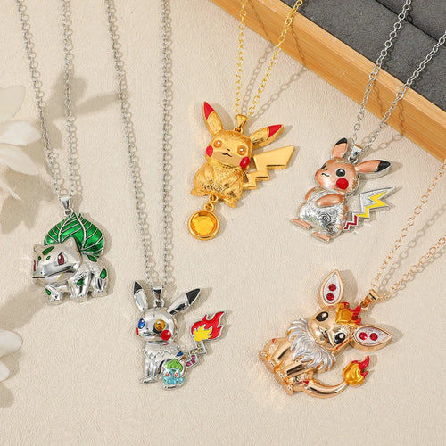 1PC Cute Q Version Character Necklace Alloy Charmander Bulbasaur Jewelry Pendant for Fans Holiday Gifts Jewelry Accessories