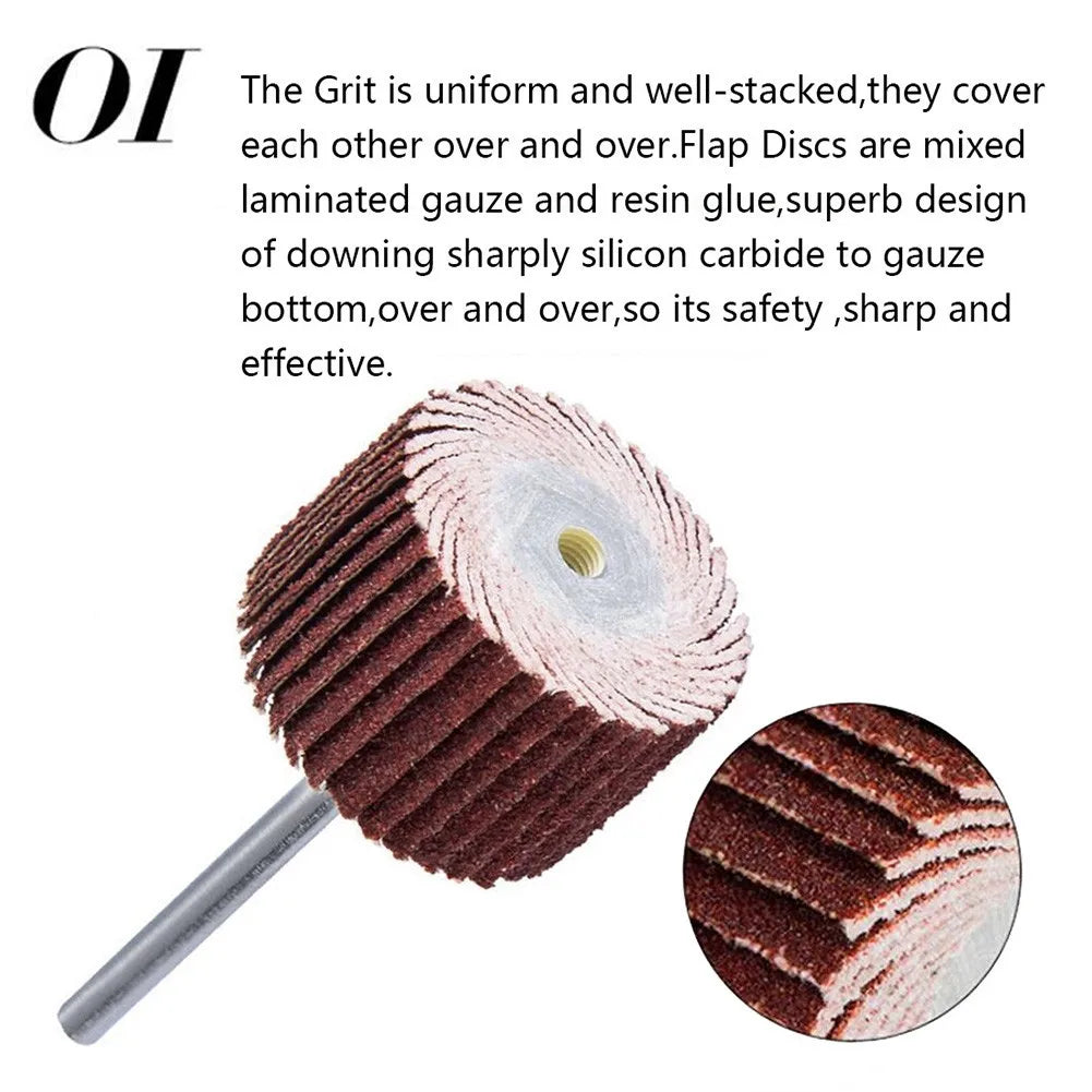 10pcs Flap Wheel Disc Sanding Drill Abrasive Sandpaper 80-600Grit Polishing Grinder For Rotary Tools With 1 Mandrel