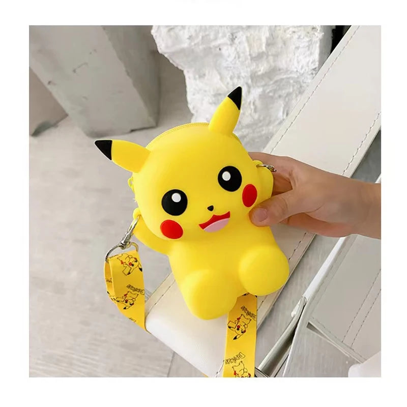 Pokemon Pikachu Lovely Fashion Bag Princess Small Storage Silicone Purse Messenger Cartoon Figures Model Toy Children's Gift Bag