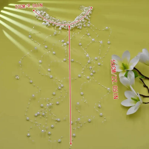 1 elegant artificial pearl hair comb with exquisite bead tassel for bride's wedding dress headwear