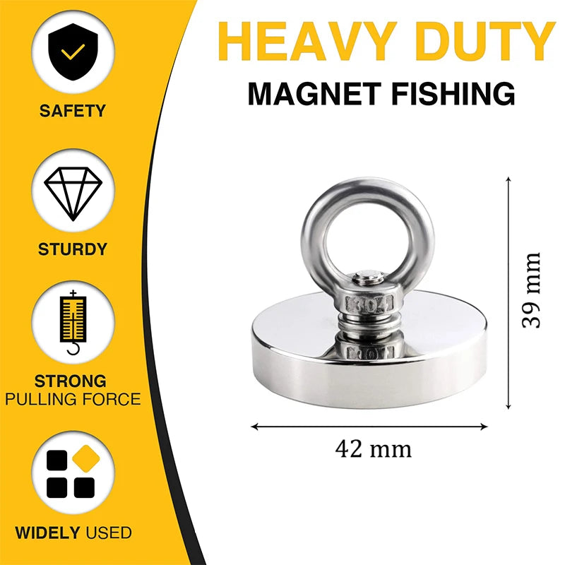 Super Strong Neodymium Fishing magnet Hook N52 Heavy Duty Rare Earth magnet with Countersunk Hole Eyebolt Salvage Magnet Imans