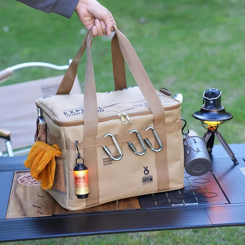 30-42L Tactical Camping Storage Bag Insulated Folding Box Waterproof Picnic Tableware Field Equipment Outdoor Gear Organizer