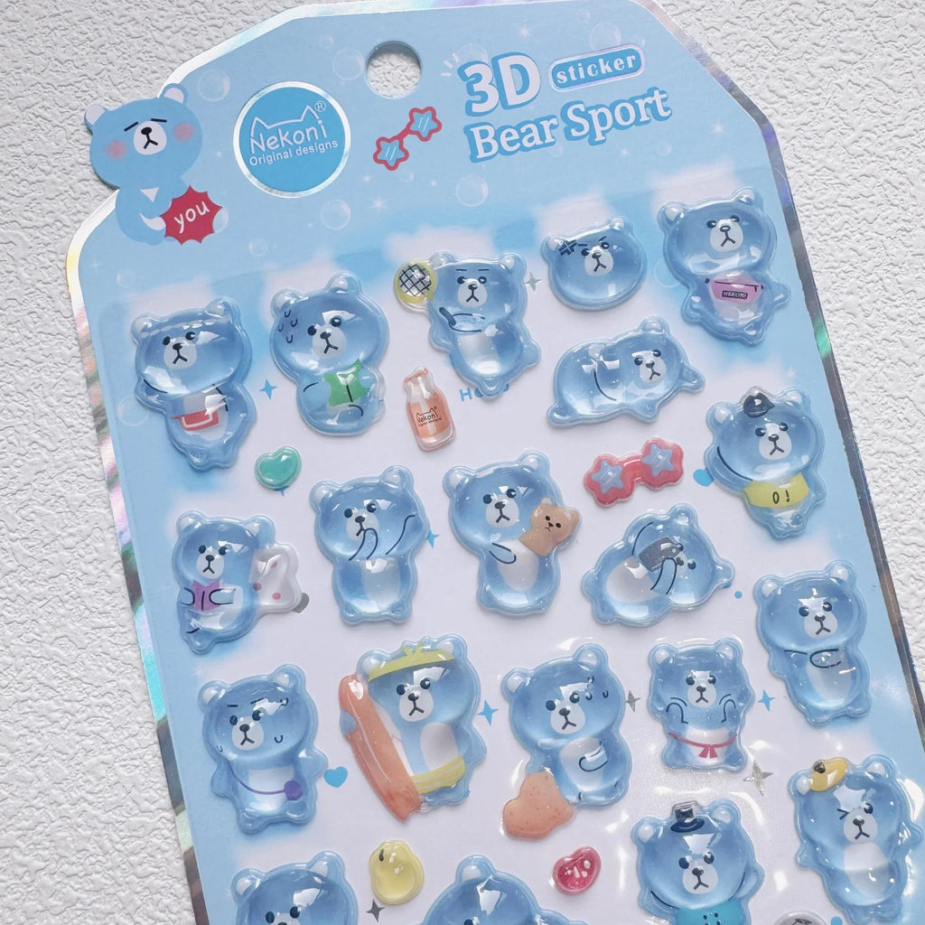 NEKONI Cute Animals Seal Bear Penguin 3D Stickers Scrapbooking DIY Journaling Stationery Diary Cute Stickers School Supply
