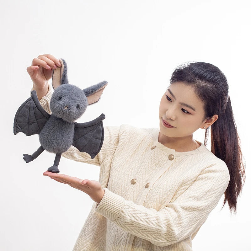 New 26cm Kawaii Hanging Bat Plush Toy Grey Broox Stuffed Animal Doll Cartoon Soft Bat Plushies Home Decor Birthday Gifts Girl