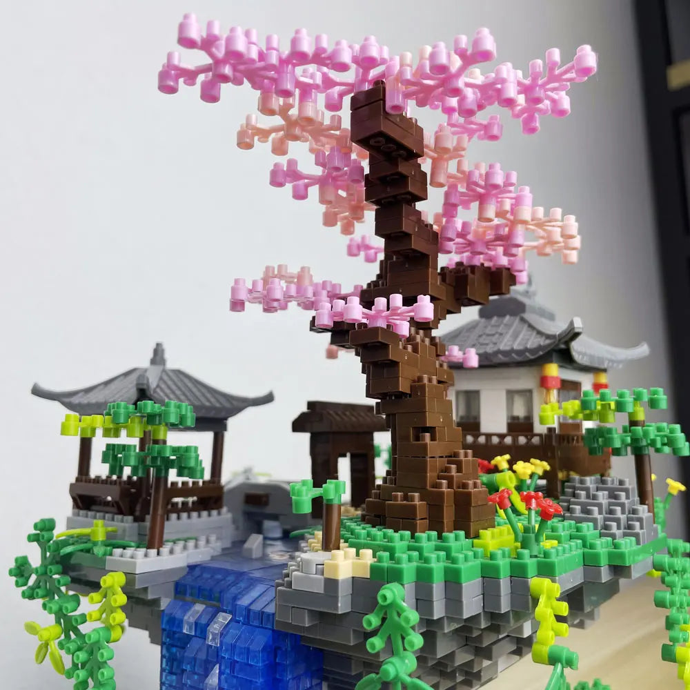 Taohuatan Lake Themed Micro Brick Building Blocks Set, Adult Creative Toys, Unique Chinese Landscape Model Bricks with LED Light