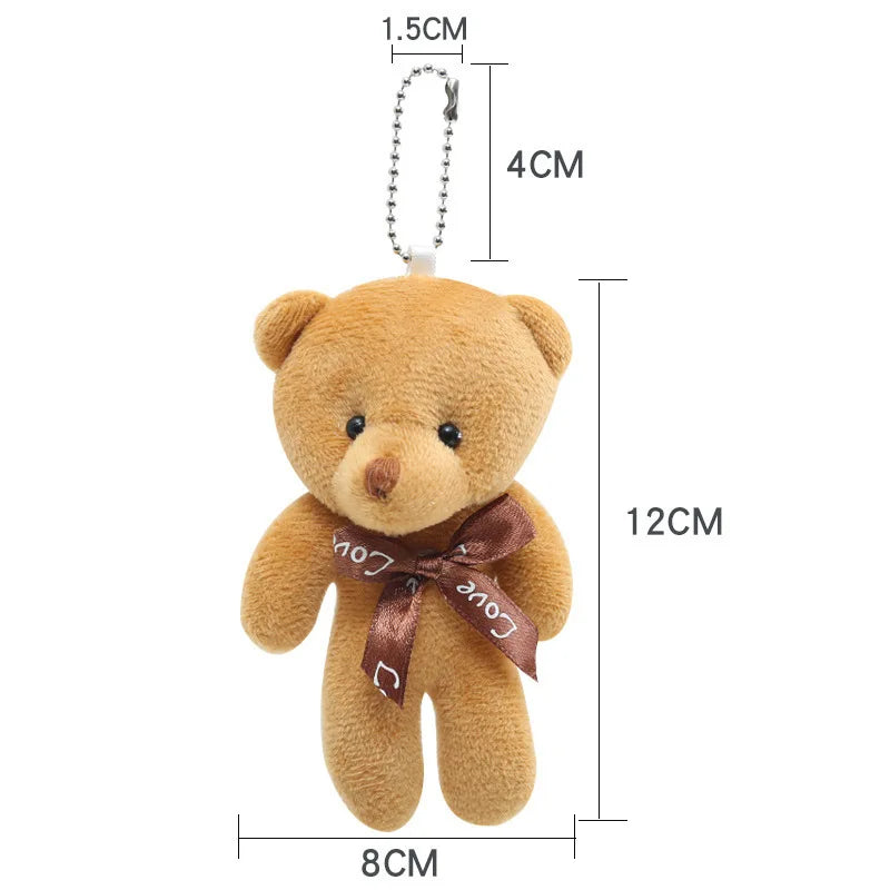 10pcs/lot Bear Stuffed Plush Toy Mini Bear Doll Keychain Soft Stuffed Toy Key Chain Bag Pendant Wedding Decoration Birthday Gift