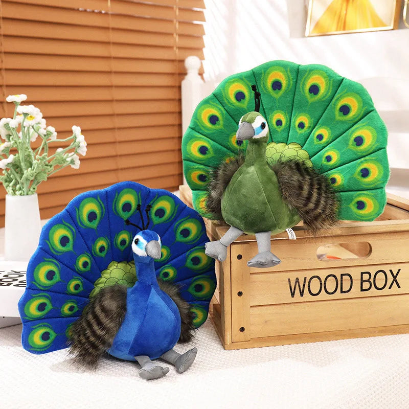 Cute Simulation Green Peacock Plush Toy Blue Peacock Doll Decorative Ornament Gift Bird Doll Zoo Souvenir Ornament Photo Props
