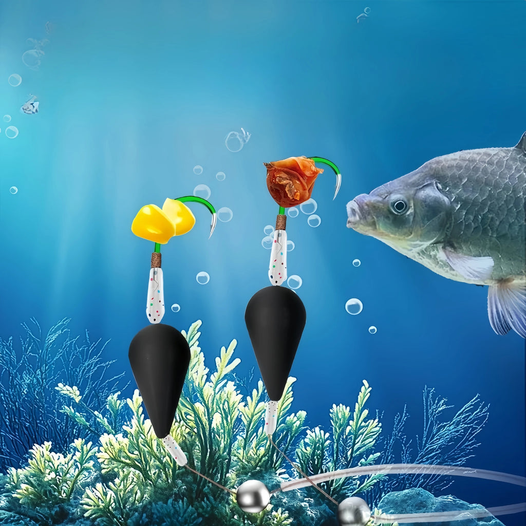 1PCS Inverted Bottom Double Hook Fishing Float Set - High Sensitivity, Suitable for Sea and Freshwater Fishing
