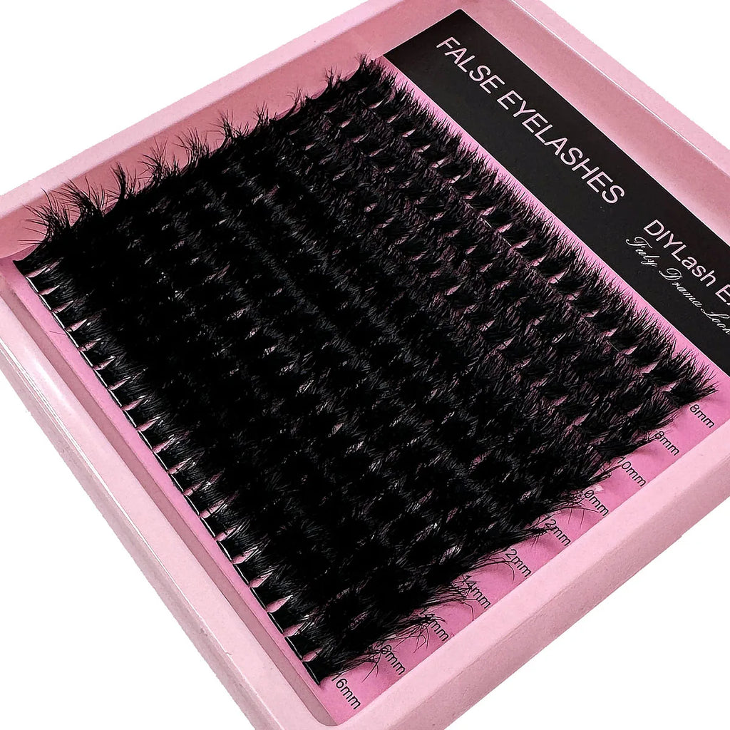 50D-160D 8D Luxury Fluffy DIY Cluster Lashes - 8-16mm Mixed Length Eyelash Extension 0.07mm Russian D Curl Thick And Reusable