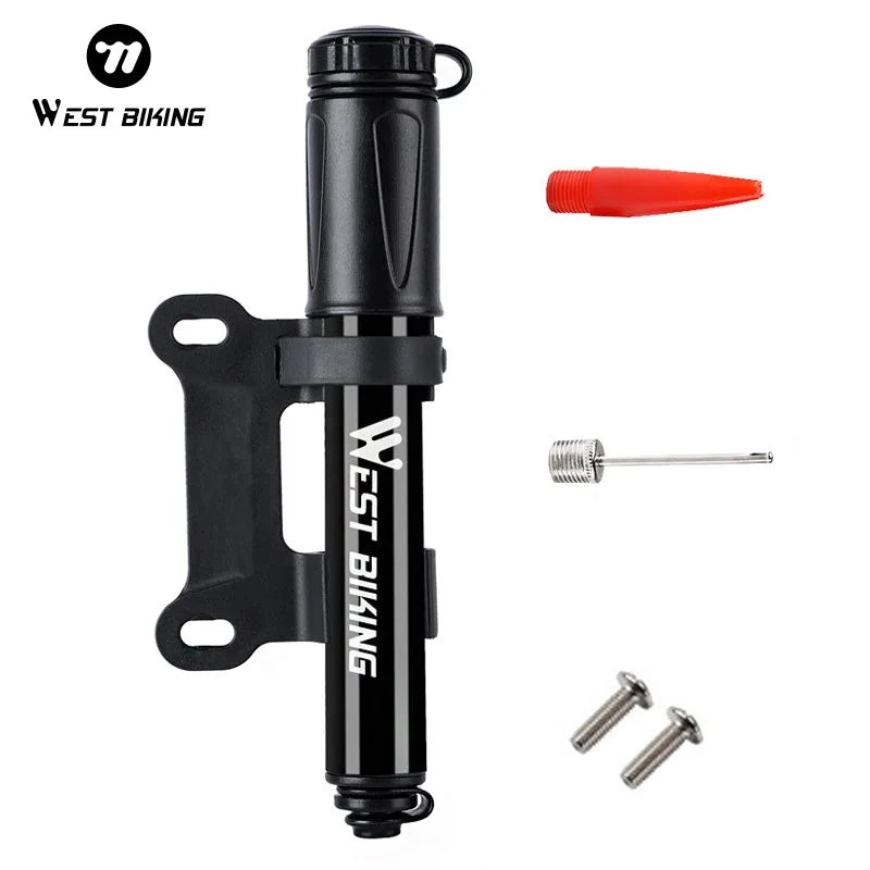 WEST BIKING Mini Bike Pump 100PSI Schrader Presta Valve MTB Road Cycling Pump Aluminum Alloy Bicycle Hand Air Pump Tire Inflator