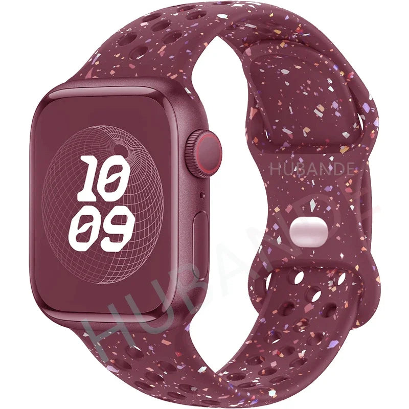 Original Sport Strap for Apple Watch Band 46mm 49mm 45mm 44mm 38 42mm Colored Particles Rubber Band IWatch Ultra 10 9 8 7 6 5 SE