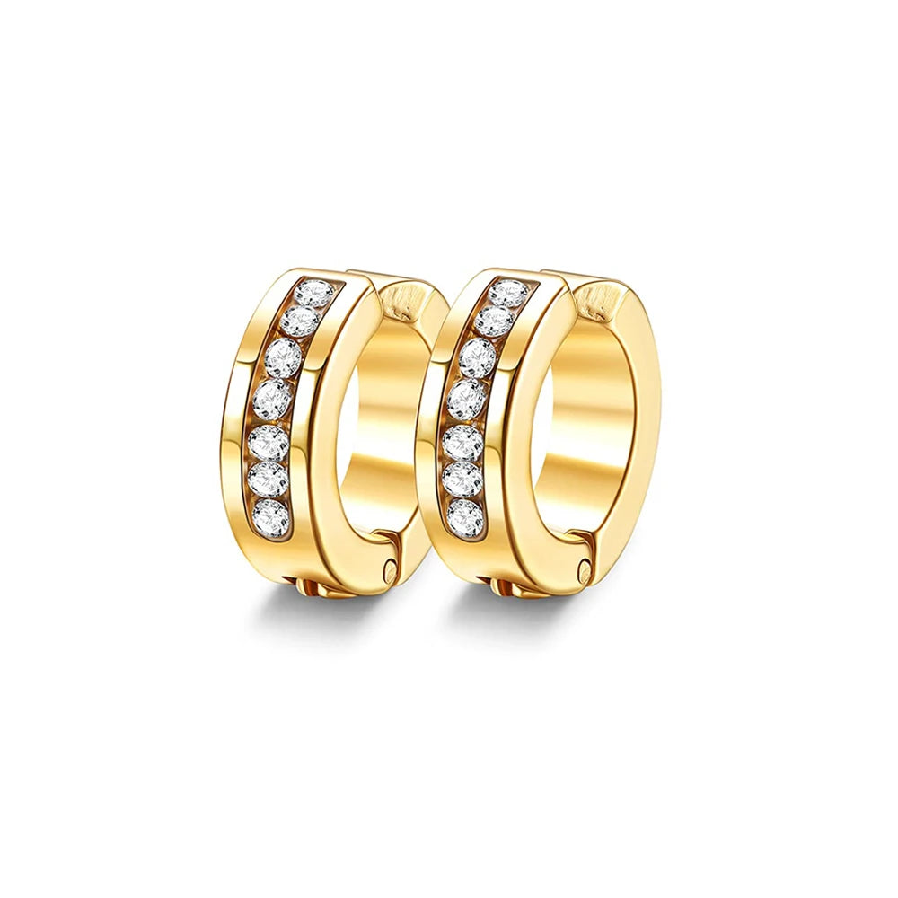 1 Pair/9 Pairs Non-Piercing Earrings Stainless Steel Clip On Hoop Earrings For Men Women Paved CZ Ear Clip Earrings Set
