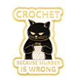 Cartoon Black Cat Crochet Enamel Pin Animal Badges on Backpack Brooches for Women Metal Lapel Pins Cosplay Accessories Toys Gift