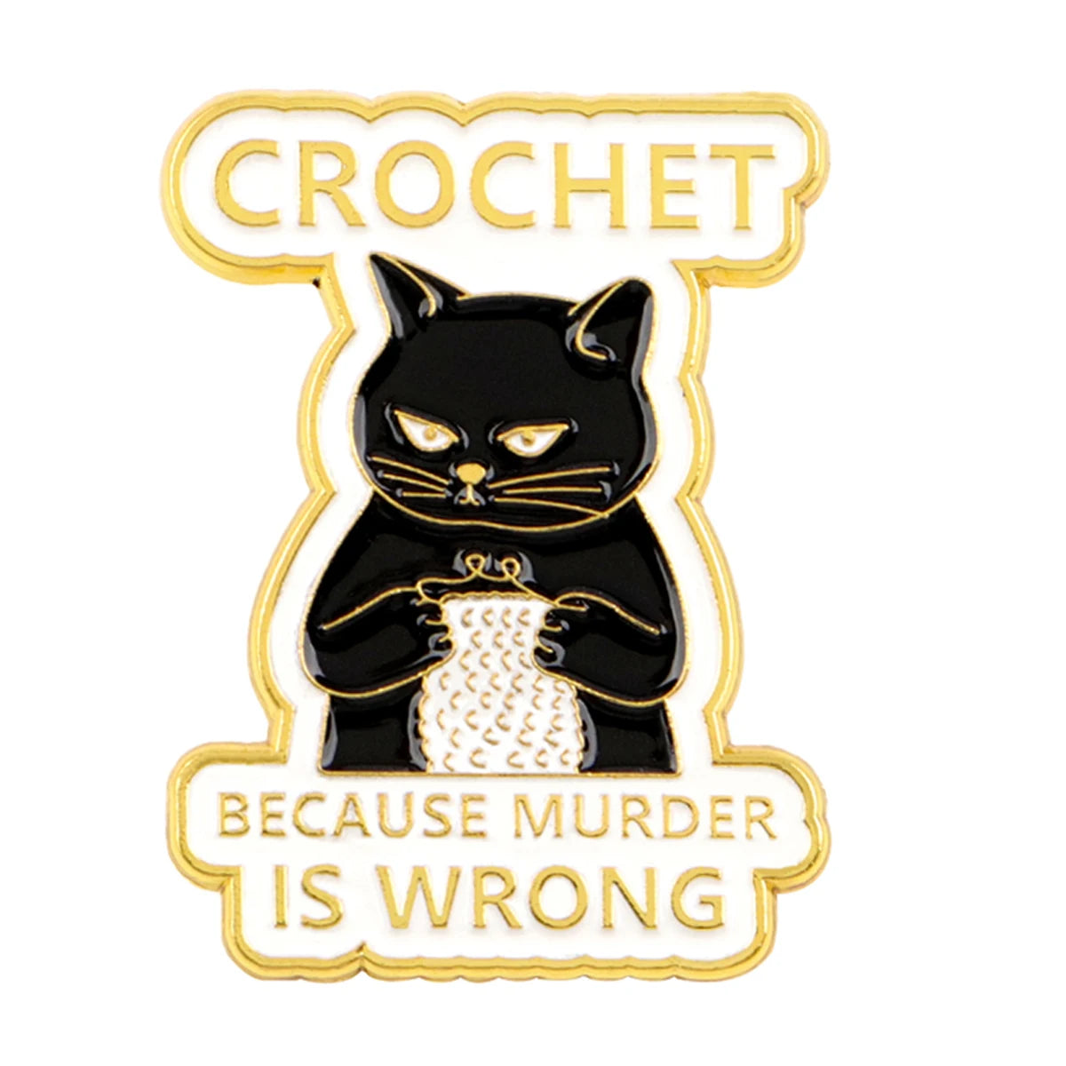 Cartoon Black Cat Crochet Enamel Pin Animal Badges on Backpack Brooches for Women Metal Lapel Pins Cosplay Accessories Toys Gift