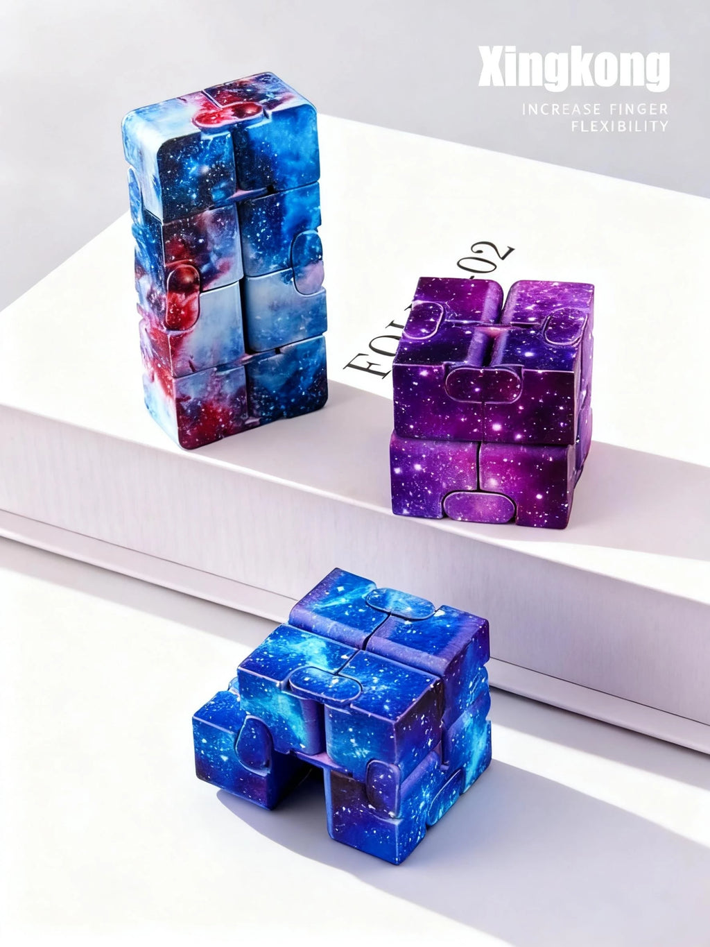 Colorful Infinite Versatile Christmas Fidget Cube Colorful Starry Sky Cube and Fidget Handle Toy Set