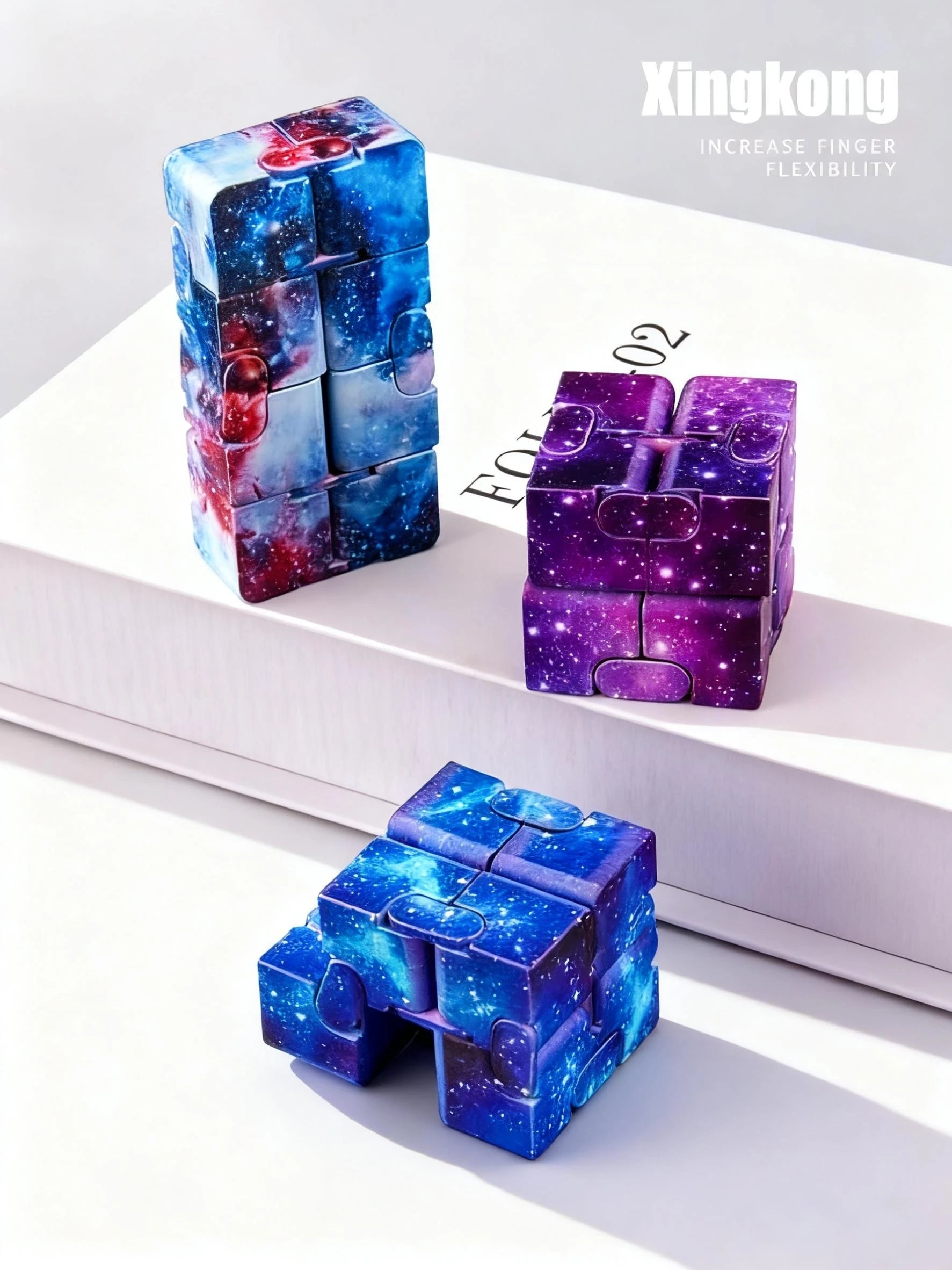 Colorful Infinite Versatile Christmas Fidget Cube Colorful Starry Sky Cube and Fidget Handle Toy Set