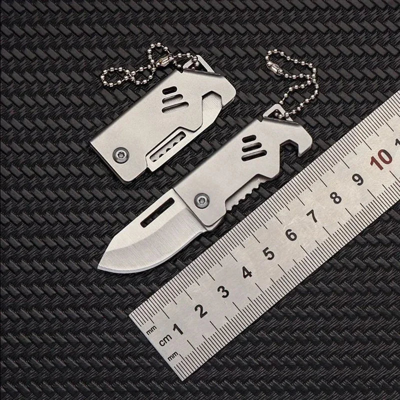 1PC Mini Folding Knife Steel Portable Camping Survival Knife Pocket Folding Knife Self-defense Keyknife Keychain Pendant