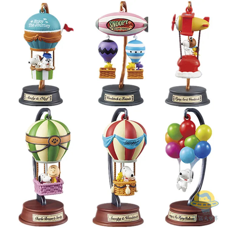 Anime Snoopy Action Figures Hot Air Balloon Blind Box Toy Model Collection Desktop Ornament Children's Birthday Gifts